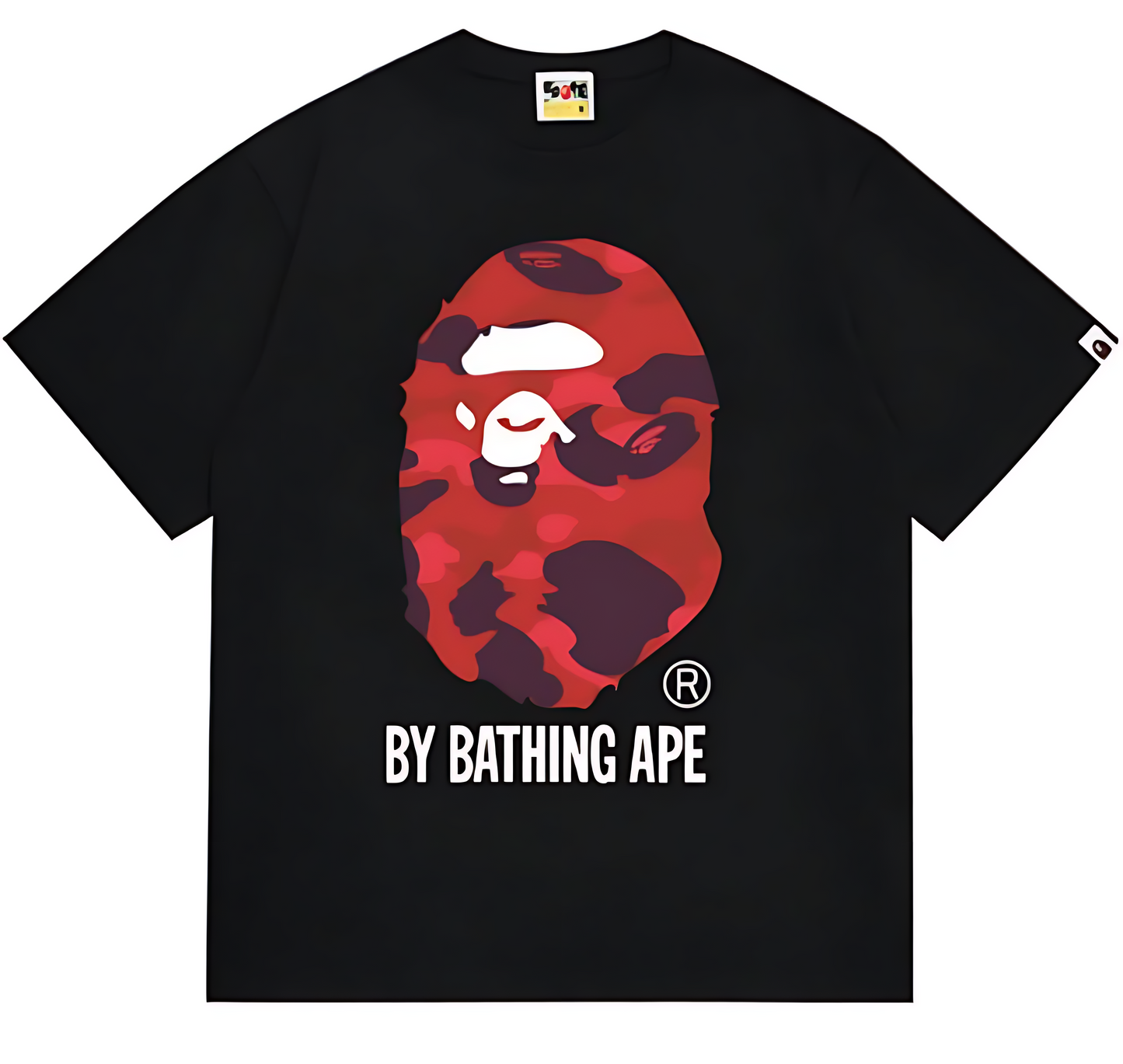 BAPE Red Color Camo By Bathing Ape Graphic Tee Black White