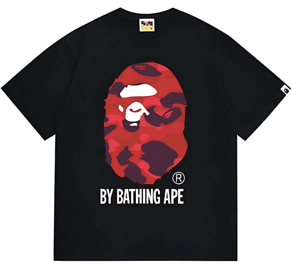 BAPE Red Color Camo By Bathing Ape Graphic Tee Black White
