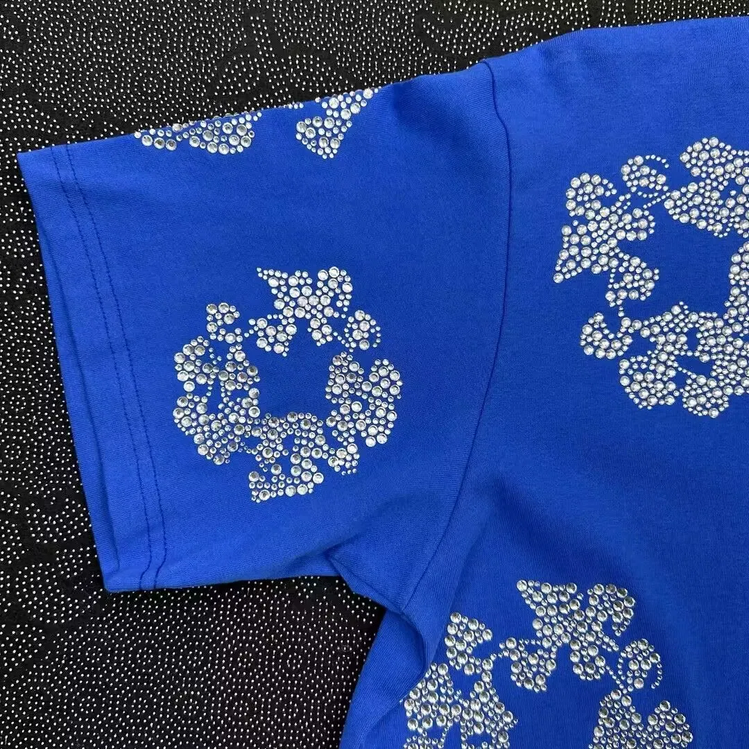 Denim Tears Rhinestone Cotton Wreath T-Shirt Royal Blue