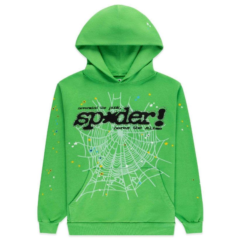 Sp5der Punk V2 Rhinestone Hoodie Green