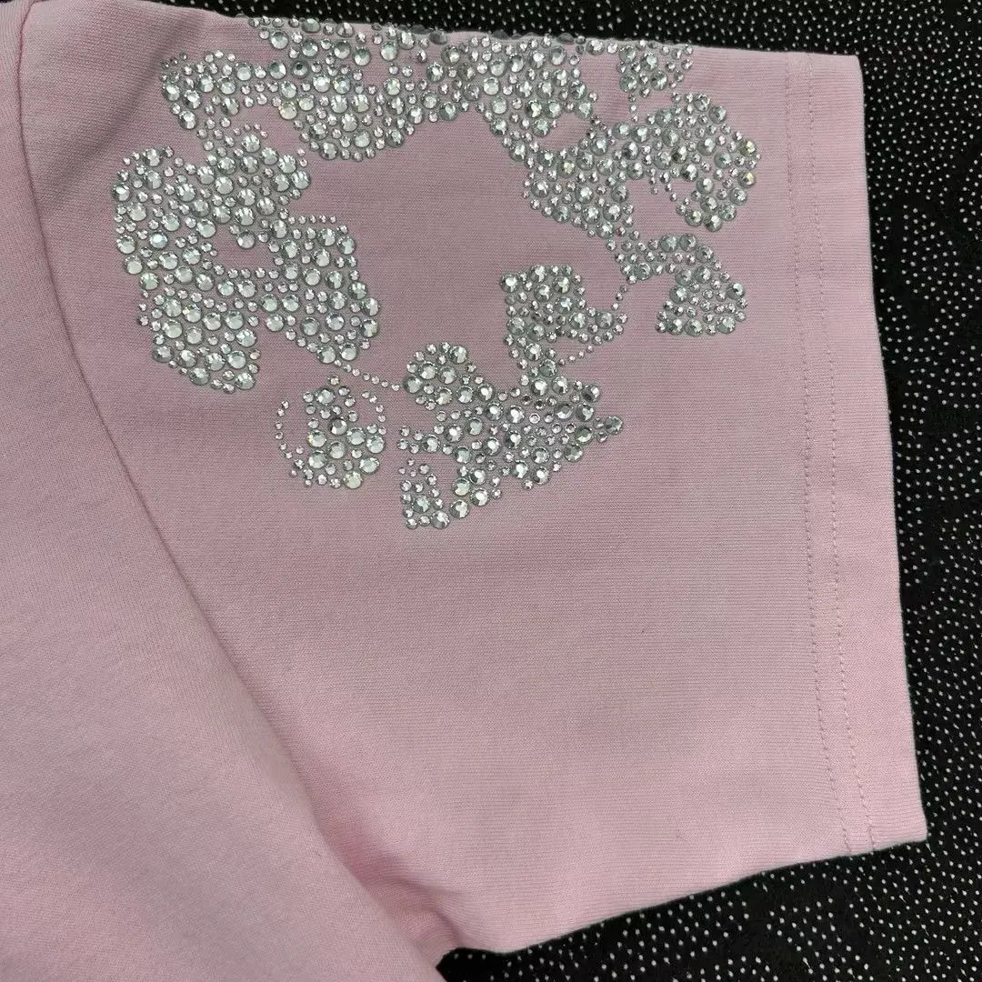 Denim Tears Rhinestone Cotton Wreath T-Shirt Pink