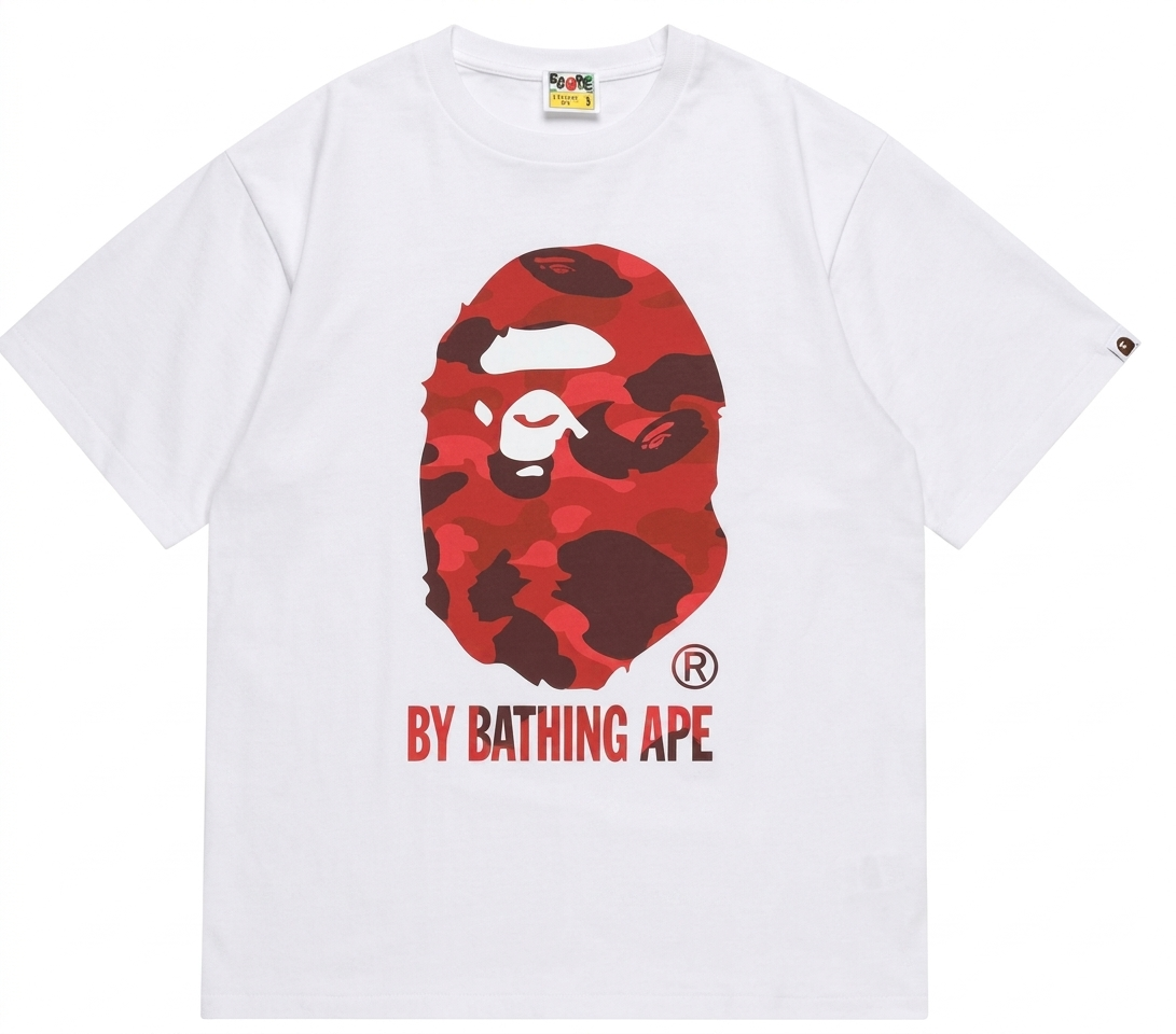 A Bathing Ape BAPE Big Ape Head Tee White Red Camo