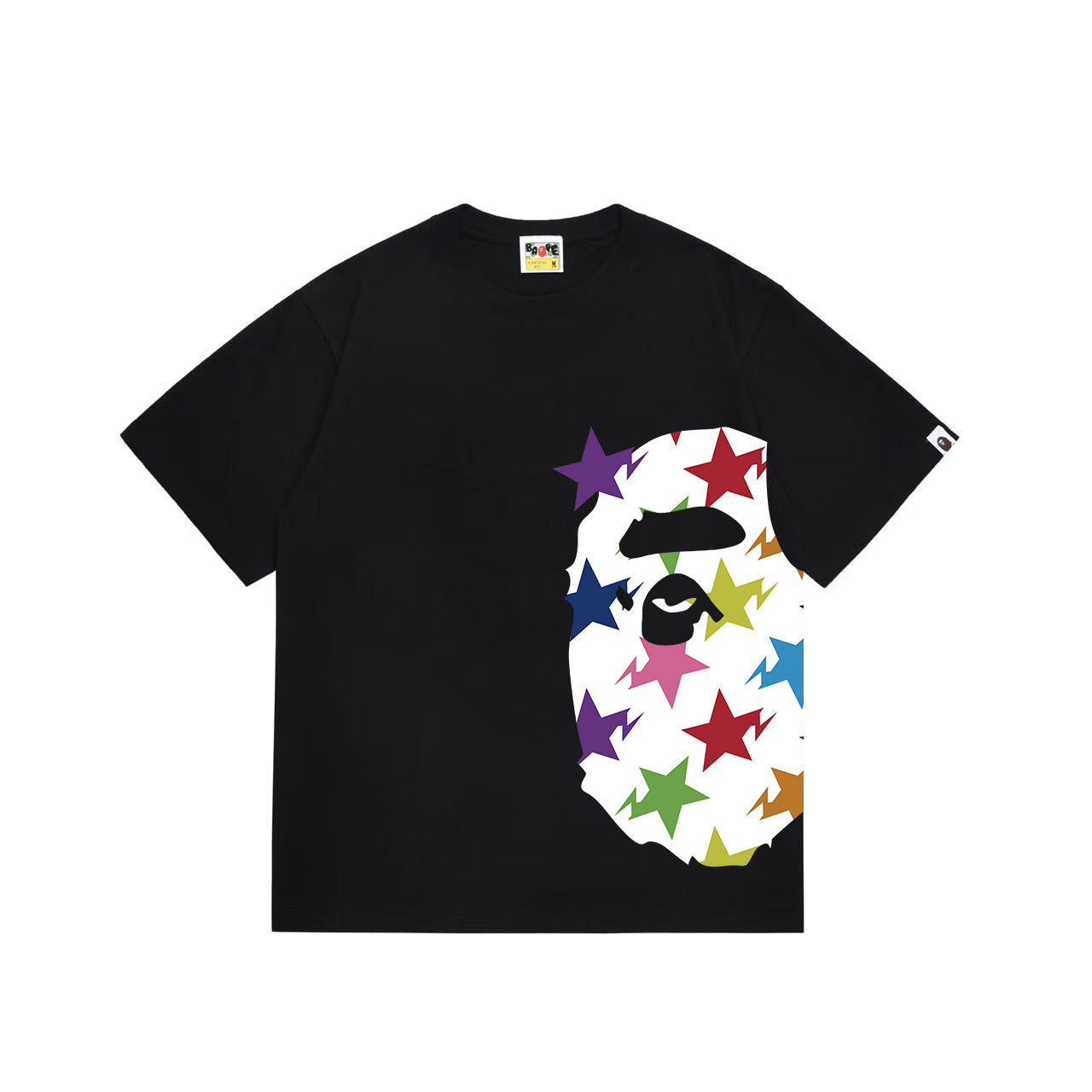 BAPE Multi-Color Sta Pattern Side Big Ape Head Tee Black