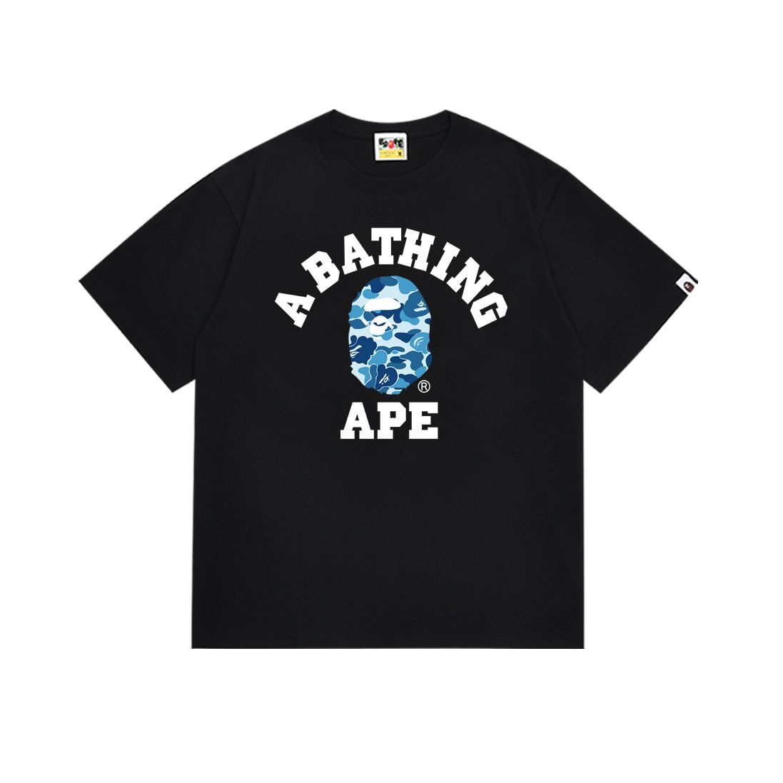 BAPE ABC Camo College Tee Black Blue Classic Ape Head T-Shirt