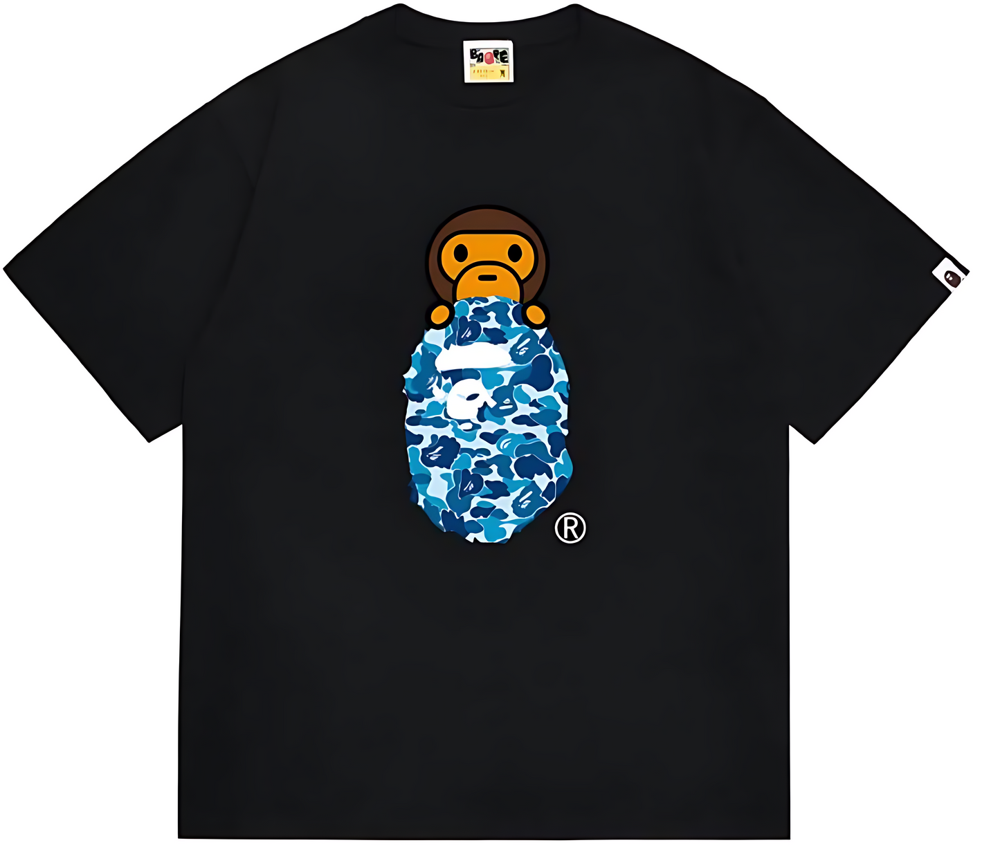 A Bathing Ape Color Camo Milo On Ape Head Tee - Blue Camo