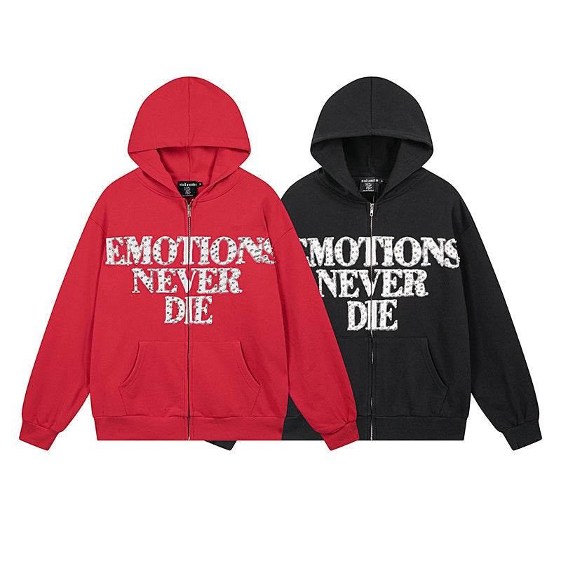 Mixed Emotion "Emotions Never Die" Rhinestone Hoodie