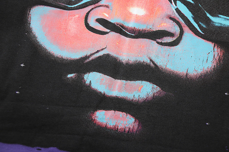 Hellstar Path To Paradise Goggles Print Oversized Tee Purple Vintage Wash