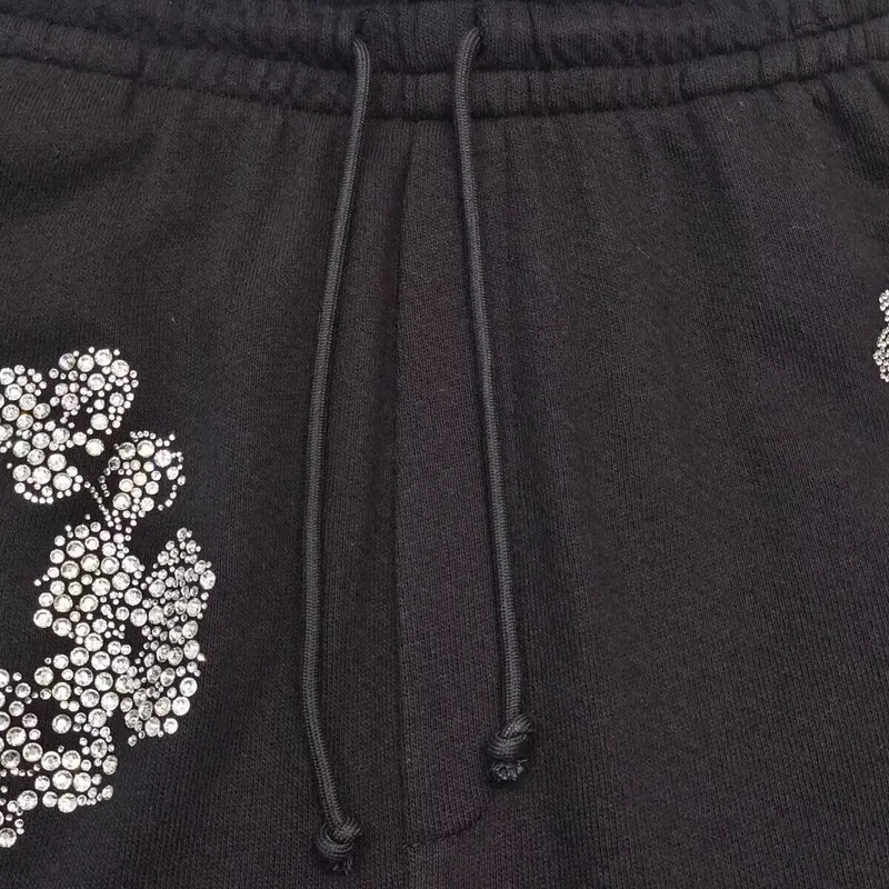 Denim Tears Rhinestone Cotton Wreath Shorts Black