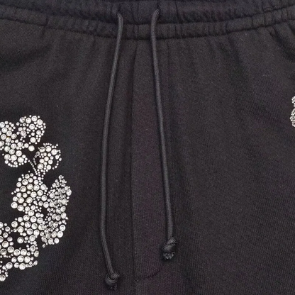 Denim Tears Rhinestone Cotton Wreath Shorts Black