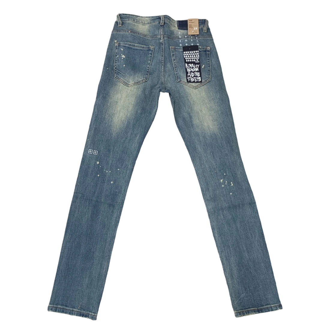 Ksubi Men's Washed Blue Paint Splatter Distressed Jeans