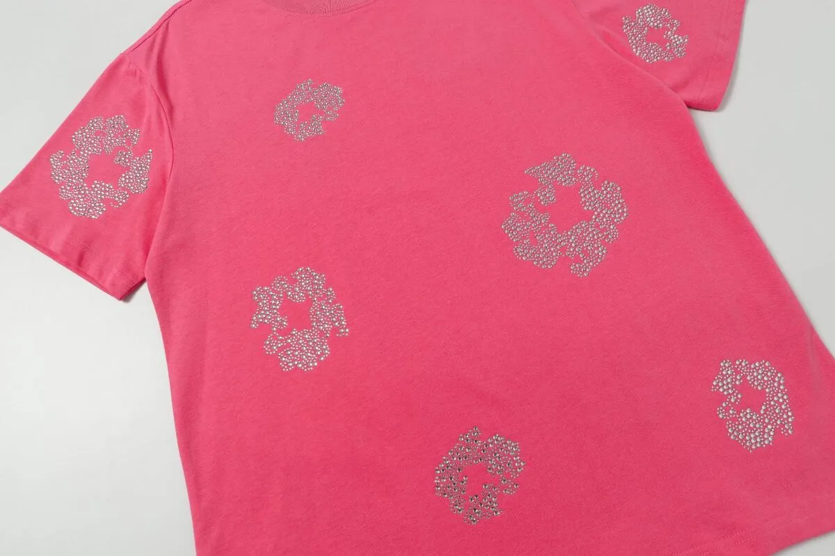 Denim Tears Rhinestone Cotton Wreath T-Shirt Red