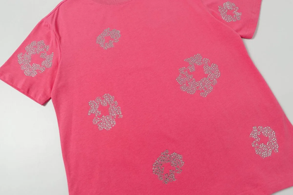 Denim Tears Rhinestone Cotton Wreath T-Shirt Red