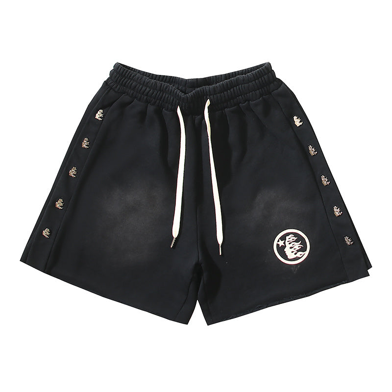 Hellstar Side Stripe Circular Logo Snap Shorts