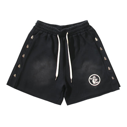 Hellstar Side Stripe Circular Logo Snap Shorts