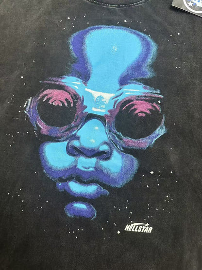 Hellstar The Future Goggles Graphic Print Streetwear Tee Washed Black