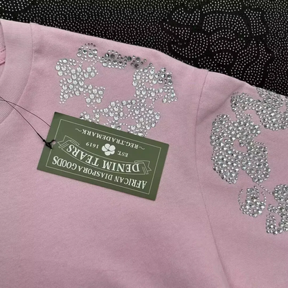 Denim Tears Rhinestone Cotton Wreath T-Shirt Pink