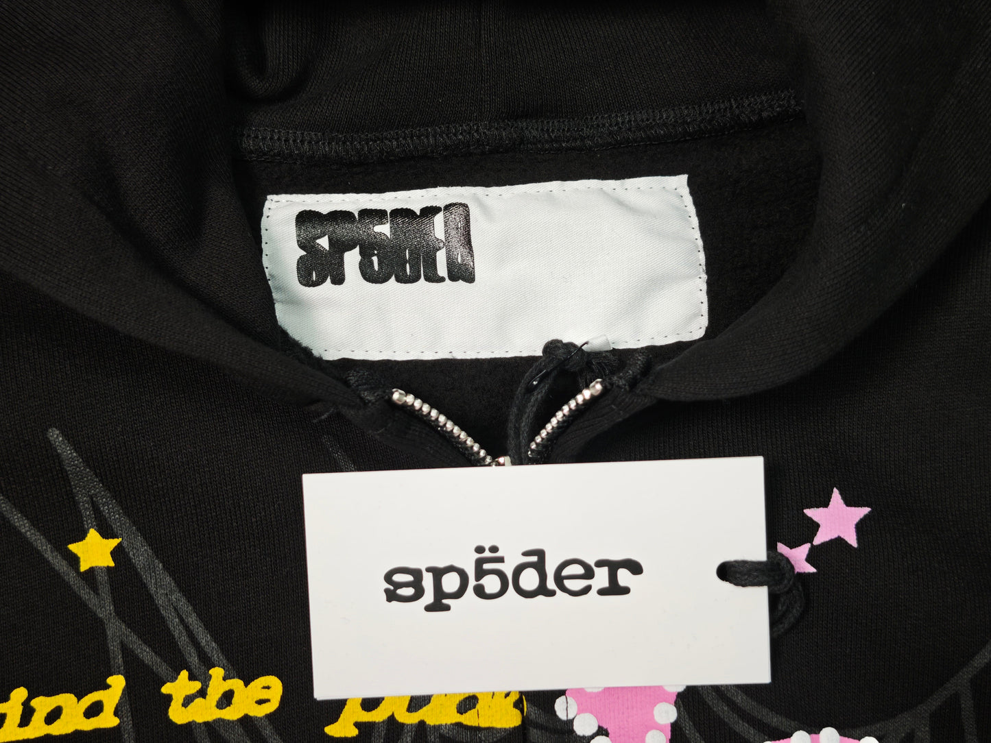 Sp5der Punk V2 Zip Up Hoodie Black