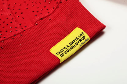 That's A Awful Lot Of Cough Syrup Red Full Zip Rhinestones Hoodie