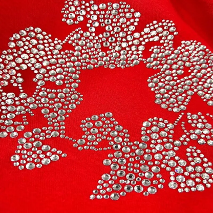 Denim Tears Rhinestone Cotton Wreath Shorts Red