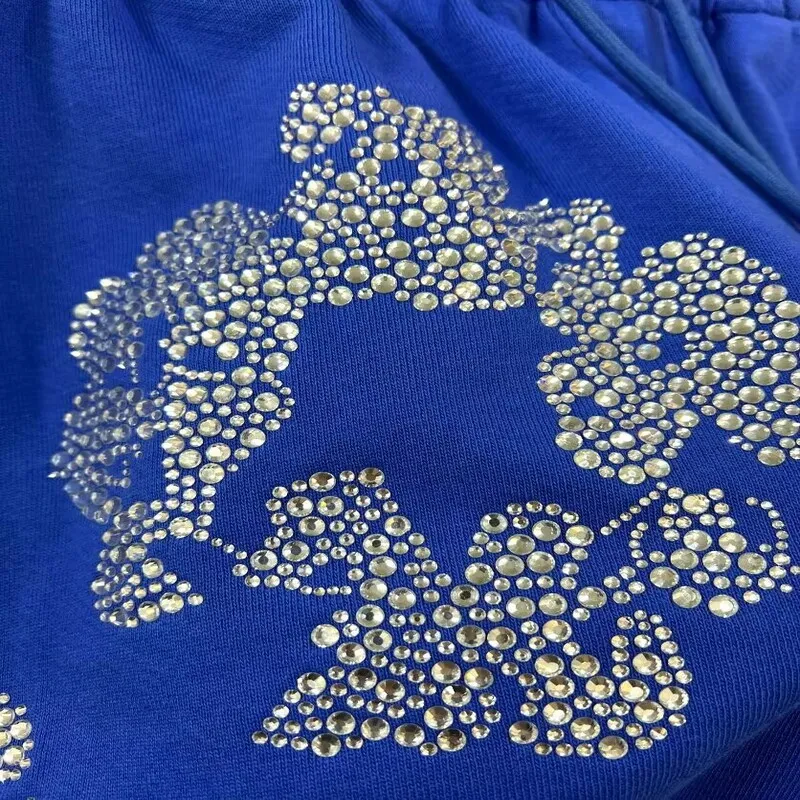 Denim Tears Rhinestone Cotton Wreath Shorts Royal Blue
