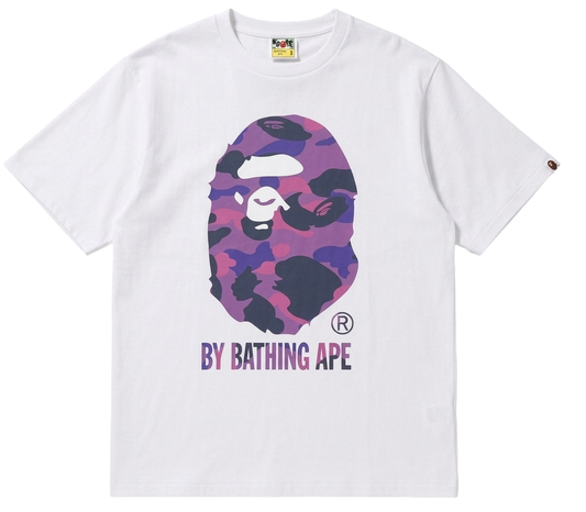 A Bathing Ape BAPE Big Ape Head Tee White Purple Camo