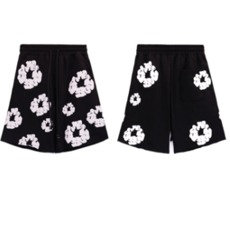 Denim Tears Cotton Wreath Shorts Black/White