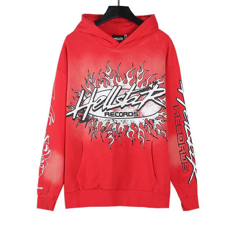 HELLSTAR- Studios Records Hoodie Washed Red