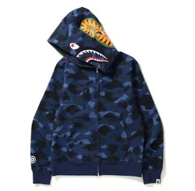 BAPE Color Camo PONR Shark Full Zip Hoodie Navy