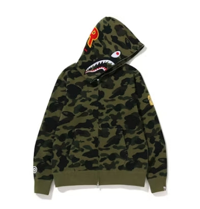 BAPE 1st Camo Shark Zip Hoodie Army Green