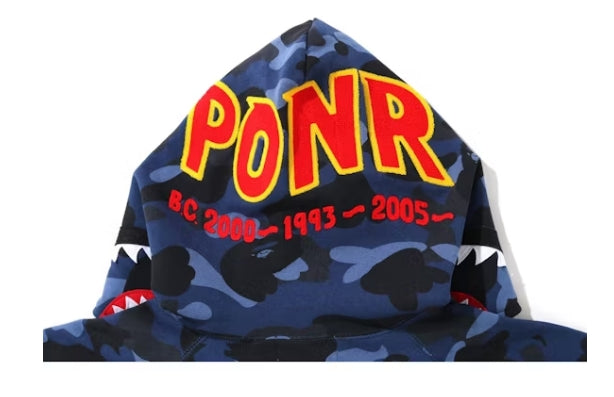 BAPE Color Camo PONR Shark Full Zip Hoodie Navy