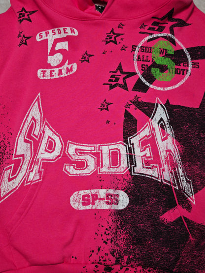 SP5DER Stencil Hoodie Pink