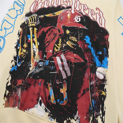 Godspeed Skeleton Baseball Batter Cream Hoodie Cream