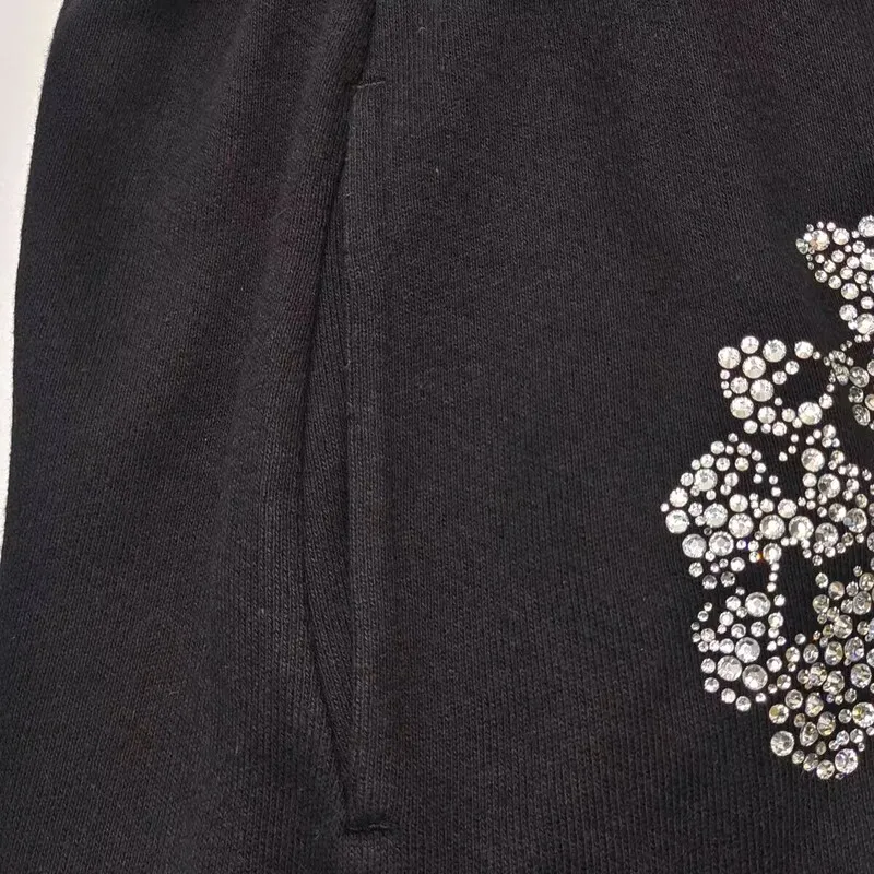 Denim Tears Rhinestone Cotton Wreath Shorts Black