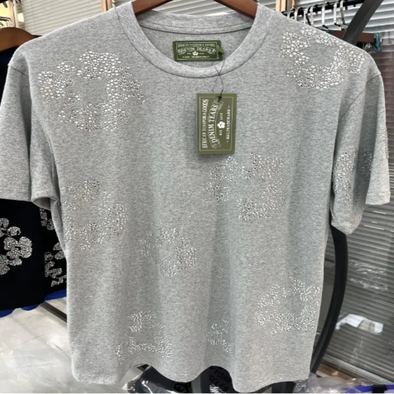 Denim Tears Rhinestone Cotton Wreath T-Shirt Grey