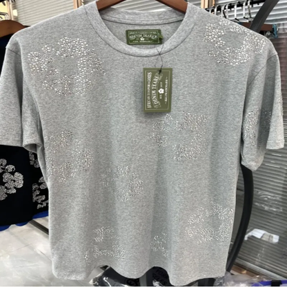 Denim Tears Rhinestone Cotton Wreath T-Shirt Grey