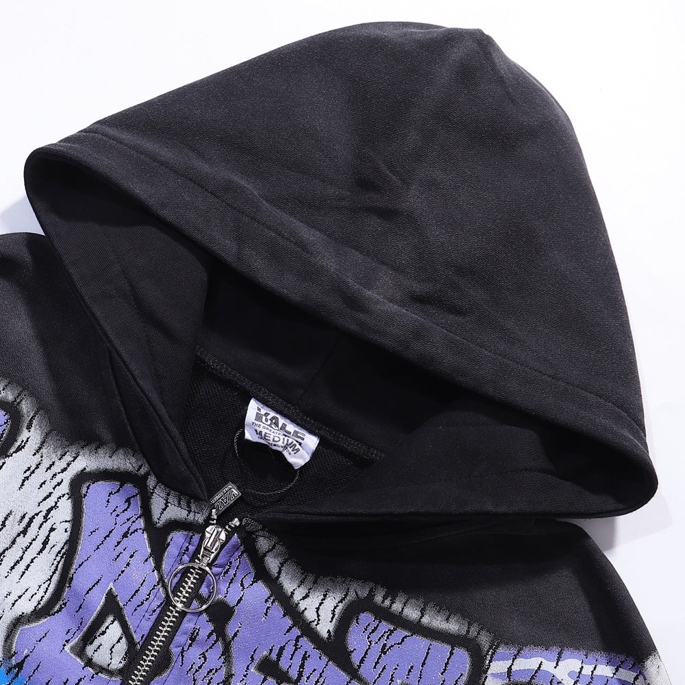Vale Forever La Casa Purple Graphic Full Zip Hoodie Black