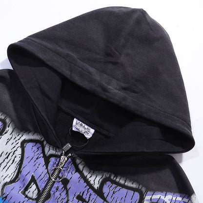 Vale Forever La Casa Purple Graphic Full Zip Hoodie Black