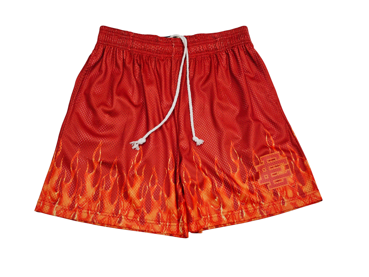 Eric Emanuel Basic "Burning Flames" Mesh Shorts