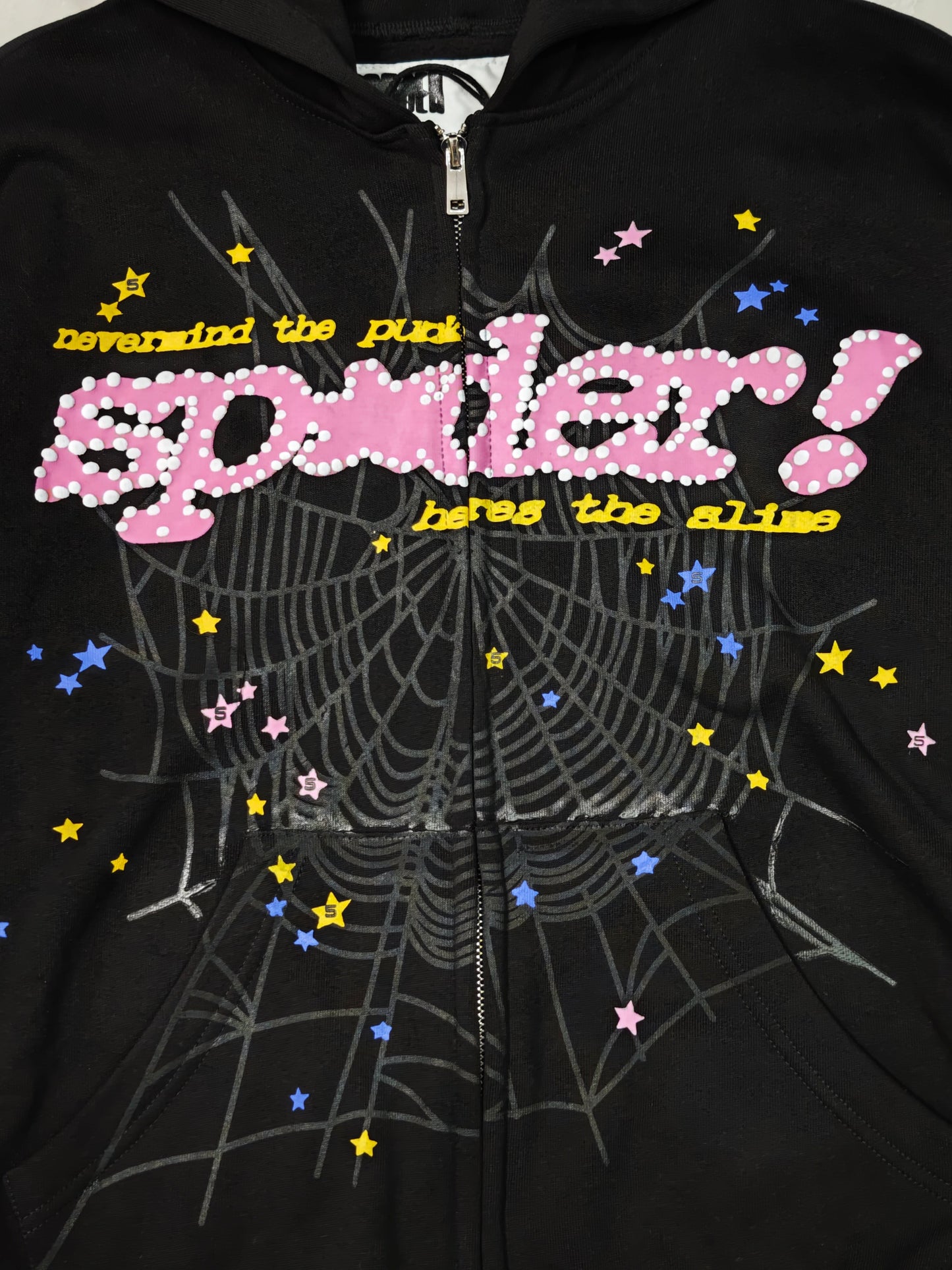 Sp5der Punk V2 Zip Up Hoodie Black