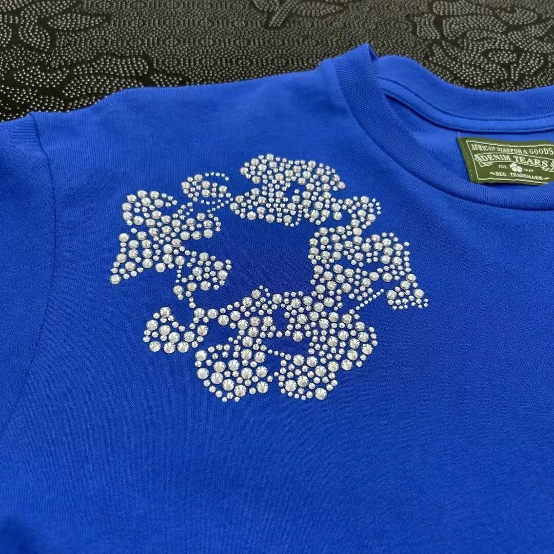 Denim Tears Rhinestone Cotton Wreath T-Shirt Royal Blue