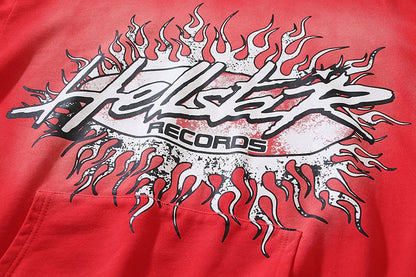 HELLSTAR Studios Records Hoodie Washed Red