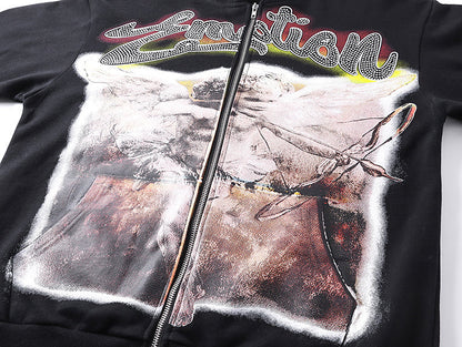 Mixed Emotion "Angel" Rhinestone Zip-Up Hoodie