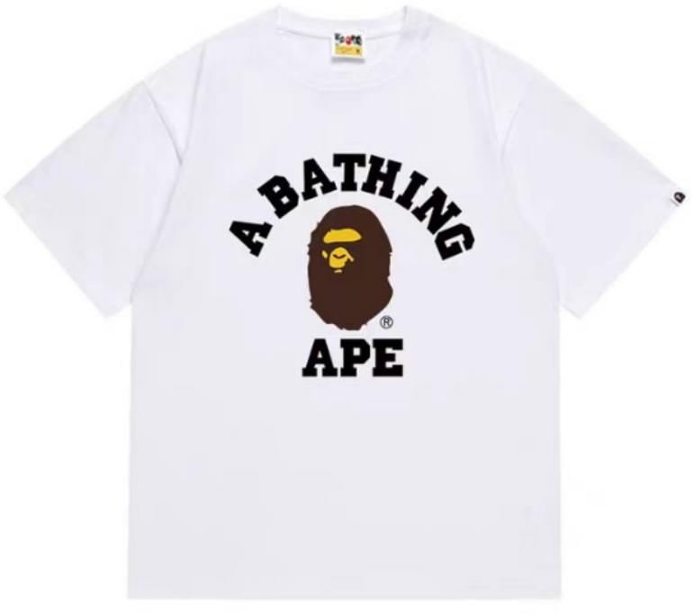 A Bathing Ape BAPE College Tee White Brown Ape Head