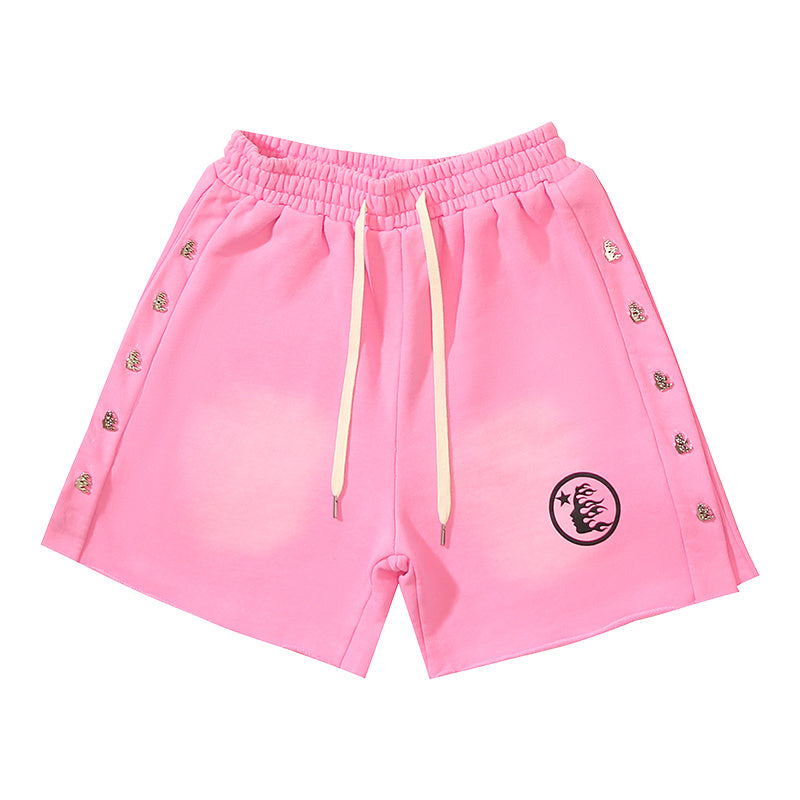 Hellstar Side Stripe Circular Logo Snap Shorts