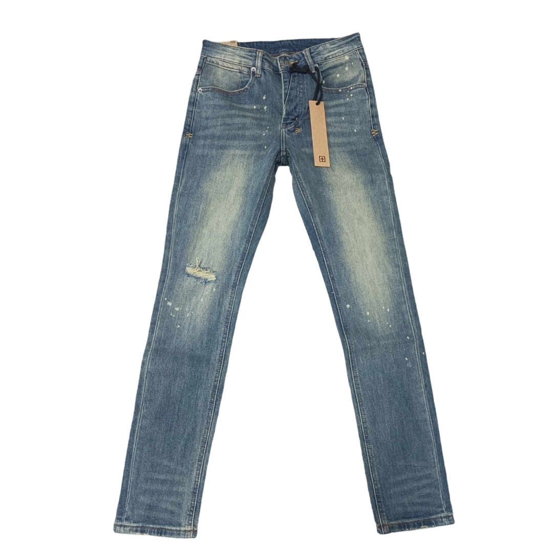 Ksubi Men's Washed Blue Paint Splatter Distressed Jeans