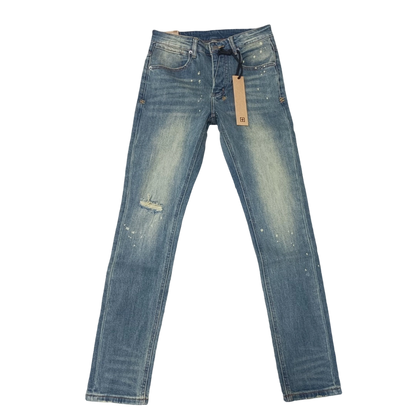 Ksubi Men's Washed Blue Paint Splatter Distressed Jeans