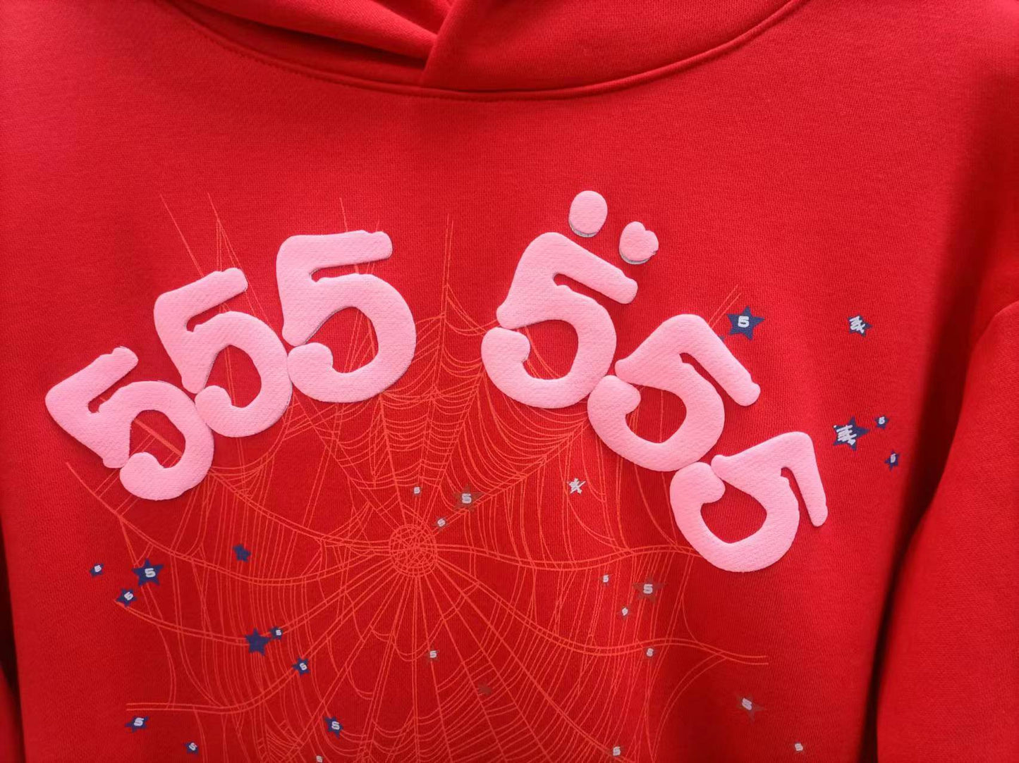 Sp5der Worldwide Red Angel Number 555 Hoodie
