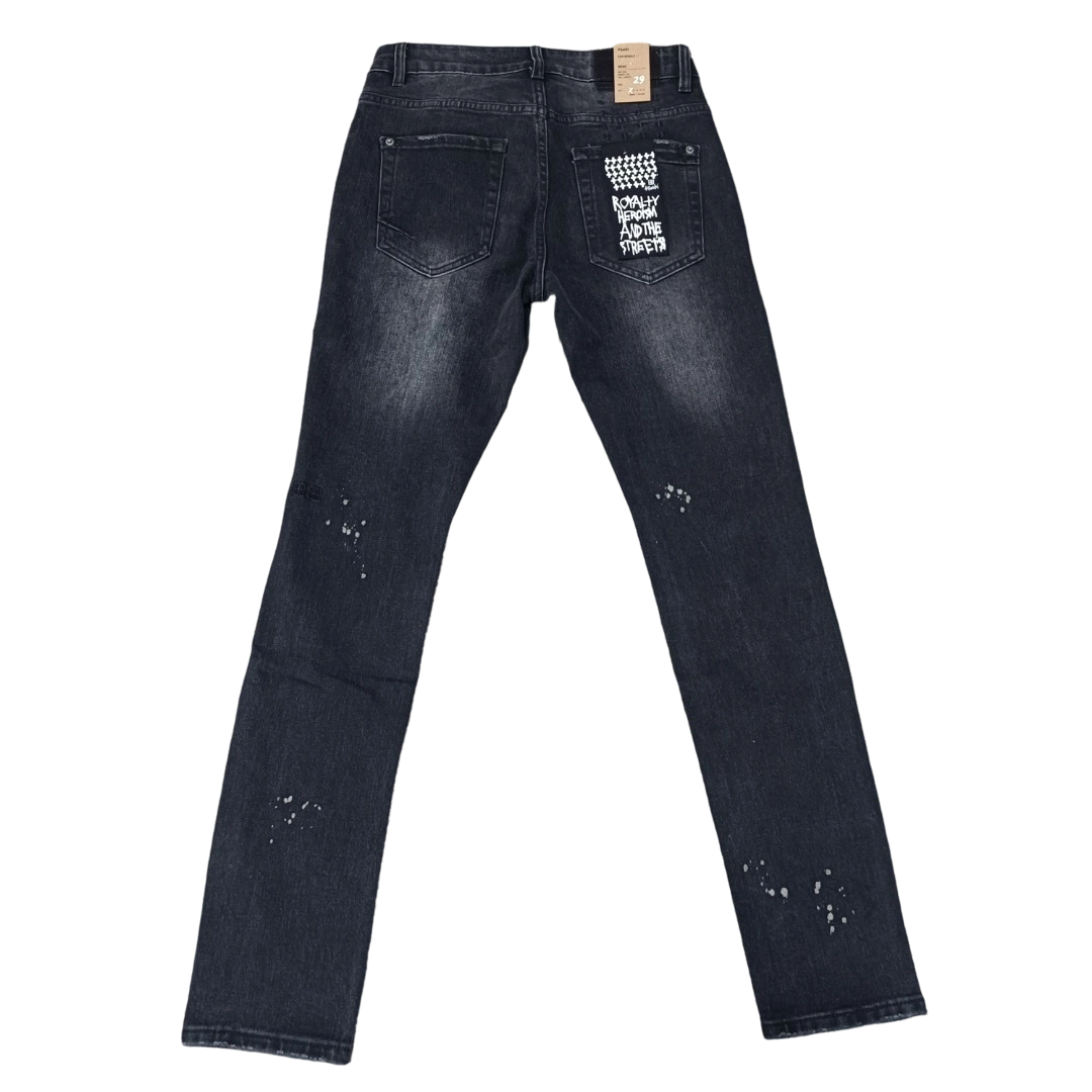 Ksubi Van Winkle Men's Washed Black Distressed Paint Splatter Jeans