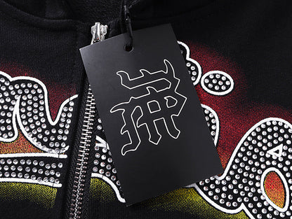 Mixed Emotion "Angel" Rhinestone Zip-Up Hoodie