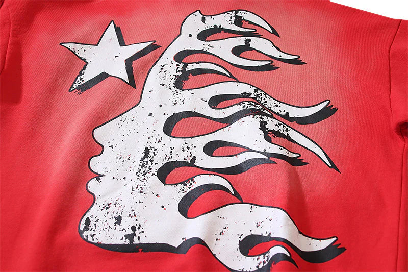 HELLSTAR Studios Records Hoodie Washed Red